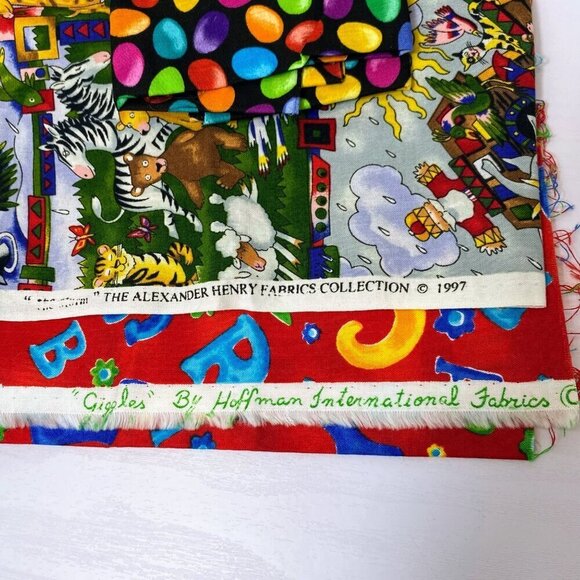 VTG 90s Fabric FQ Lot Alexander Henry - ABCs, Hoffman - Noah Ark, Cranston - Egg - Picture 2 of 5